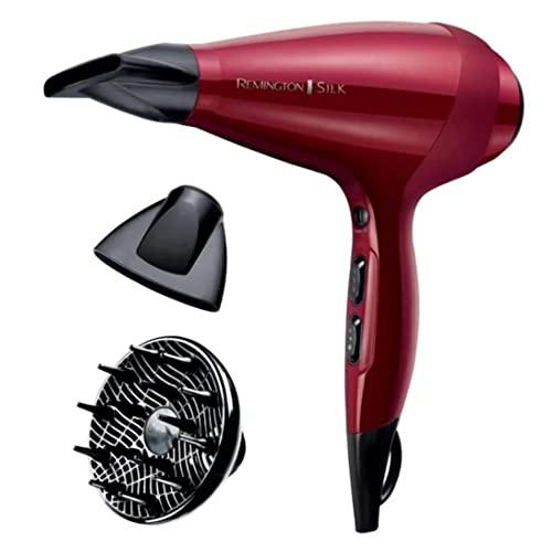 Remington Secador de Pelo Profesional Silk, Rejilla de Cerámica Sedosa, Iónico, Cabello Sin Encrespamiento, 2400 W, Motor AC, Difusor y Concentrador, 6 Temperaturas, 2 Velocidades, AC9096