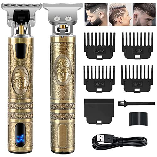 Cortapelos Hombre Profesional, CKCLR Máquina Cortar Pelo, Maquina de afeitar hombre, Cortapelos Eléctrico Inalámbrico con pantalla LCD, Recortadora USB Recargable corte suave (Bronce)