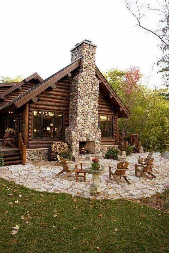 Diseños de casas de campo con chimenea