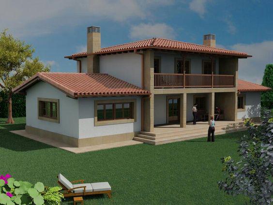 Fachadas de casas de campo con chimenea