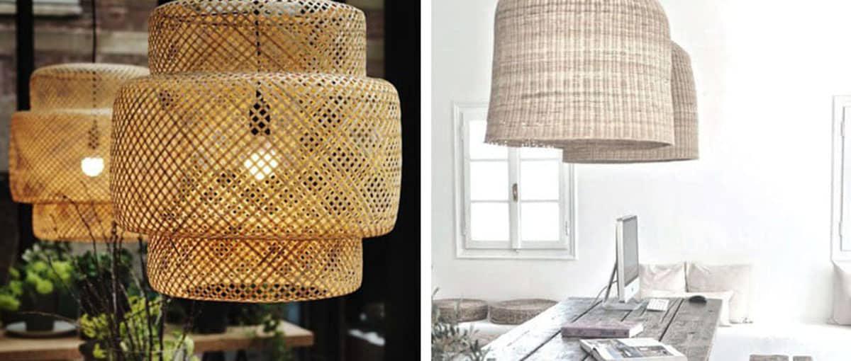 Elegancia en lámparas de mimbre