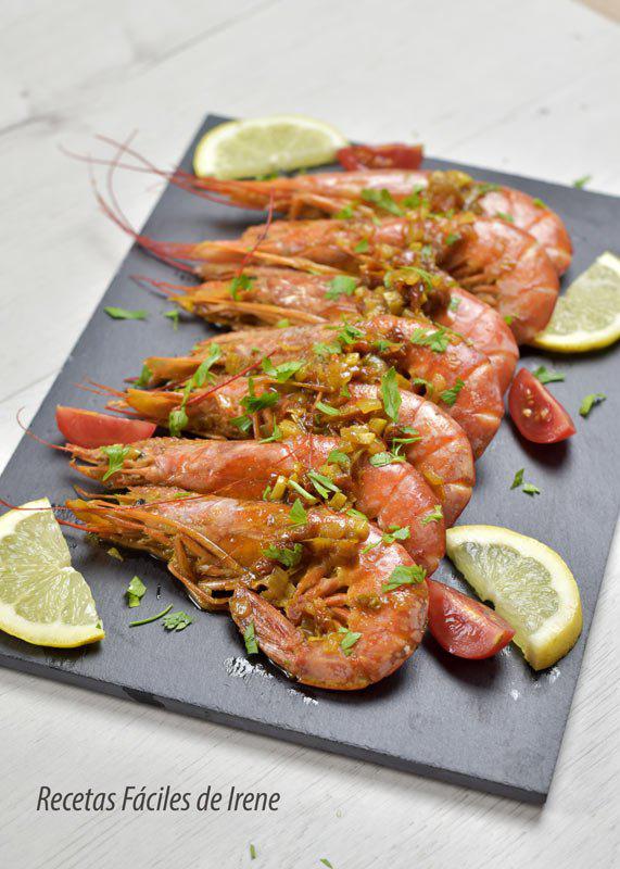 receta Gambones a la plancha con salsa picante de curry