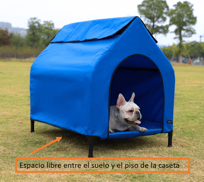 caseta para perros elevada del suelo