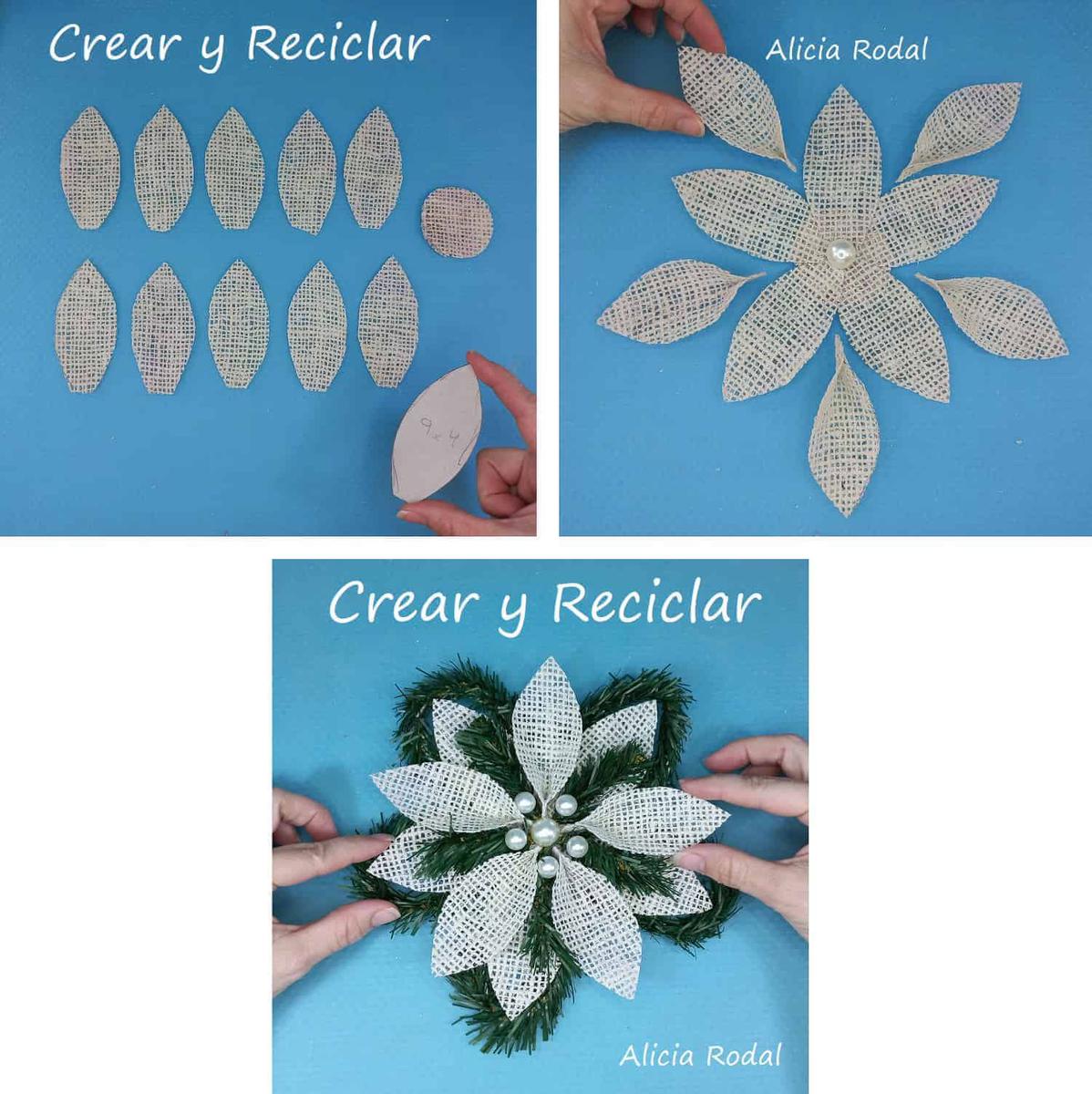 En este tutorial aprenderás 5 formas diferentes de hacer lindas flores navideñas con tela de yute, para decorar tu casa, para vender o regalar. Son distintas técnicas, acabados y decoraciones, para conseguir unas flores perfectas para decorar cualquier estancia en tu hogar.