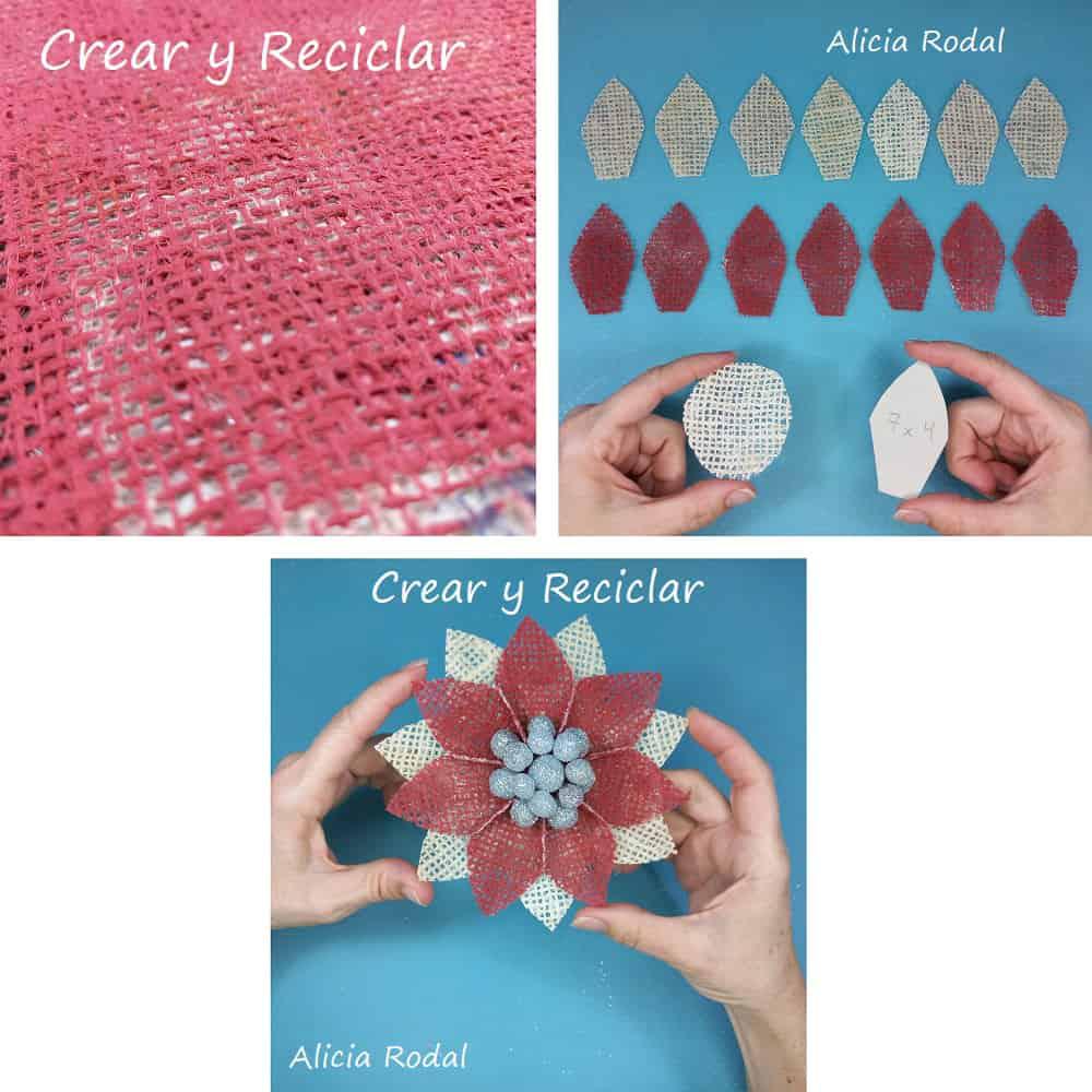 En este tutorial aprenderás 5 formas diferentes de hacer lindas flores navideñas con tela de yute, para decorar tu casa, para vender o regalar. Son distintas técnicas, acabados y decoraciones, para conseguir unas flores perfectas para decorar cualquier estancia en tu hogar.