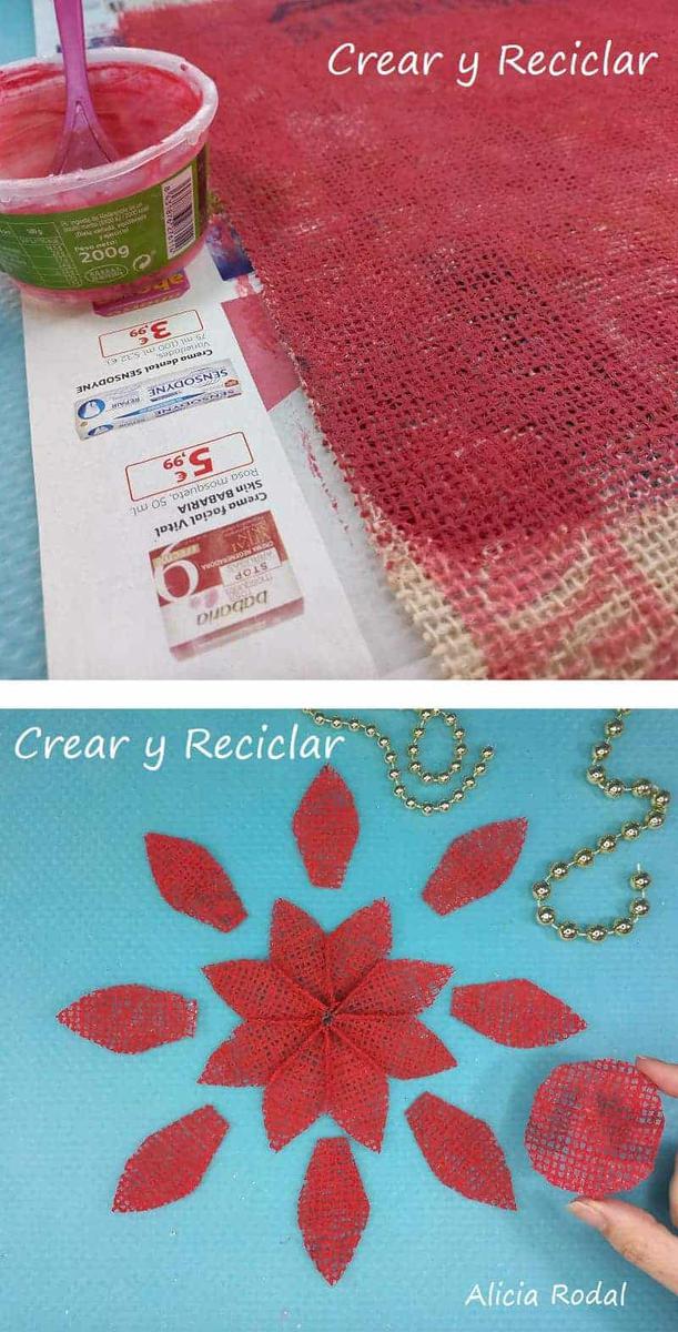 En este tutorial aprenderás 5 formas diferentes de hacer lindas flores navideñas con tela de yute, para decorar tu casa, para vender o regalar. Son distintas técnicas, acabados y decoraciones, para conseguir unas flores perfectas para decorar cualquier estancia en tu hogar.