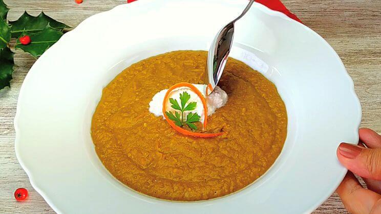 Crema de lentejas y zanahorias