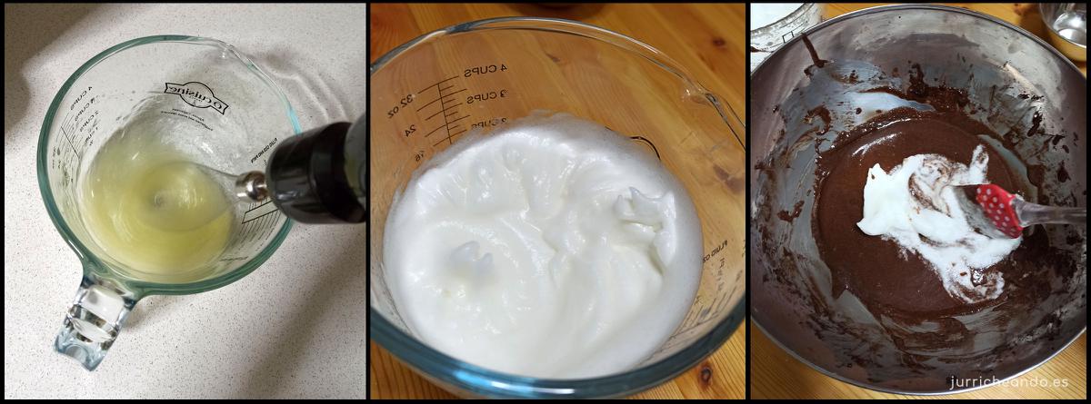 Montar claras y añadir a mezcla