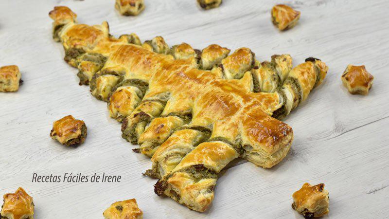receta de arbol de Navidad de hojaldre relleno y salado