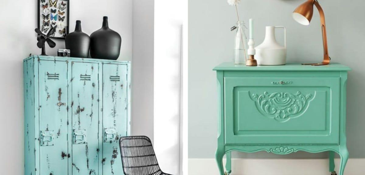 Muebles en color menta reciclados