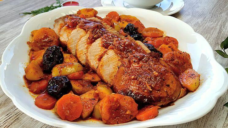 Cinta de lomo rustida con frutas