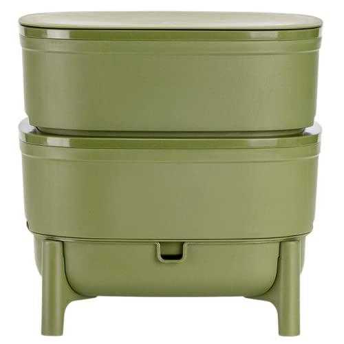 Vermicompost para La Cocina y El Balcón - Wormbox Que Se Asemeja a La Turba - Cubo de Diseño Hecho de Plástico 100% Reciclado - Volumen 30 litros, Verde