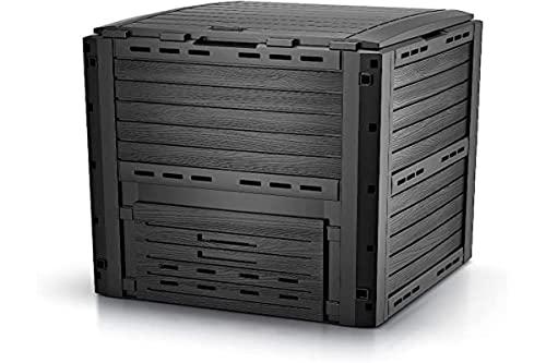 VOUNOT Compostador Jardín 300L, Compostera Organica Aspecto Madera, Negro