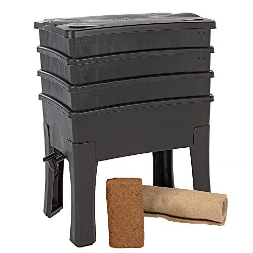 Vermicompostador Worm Café, 3 bandejas I Kit Completo I Grand Capacidad de 96 litros,