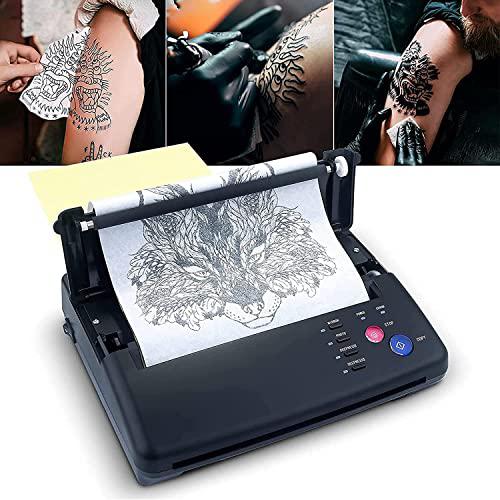 InLoveArts Impresora Tatuajes, Impresora Termica Tattoo Profesional, Máquina de Transferencia de Tatuajes Termocopiadora Tattoo con 10 Piezas de Papel Transfer Tattoo