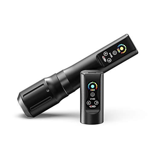 Máquina de tatuaje inalámbrica HAWINK, fuente de estilo de pluma giratoria, motor sin núcleo, batería de 900 mAh con pantalla LED de dos baterías CNC-M-WE