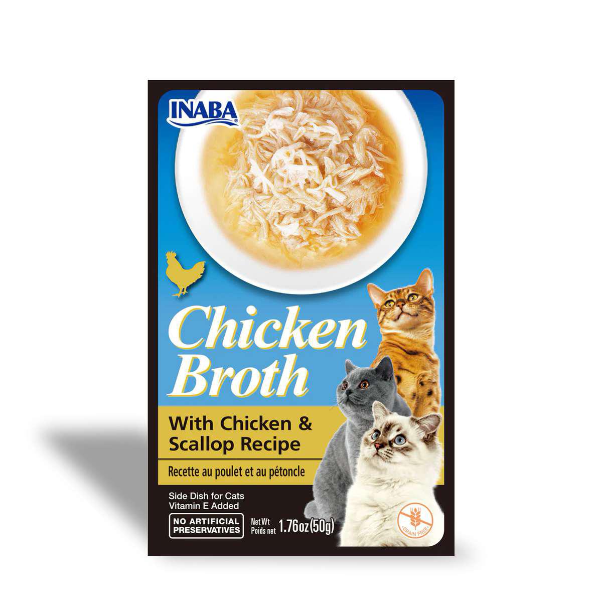 inaba churu caldo de pollo y vieiras para gatos