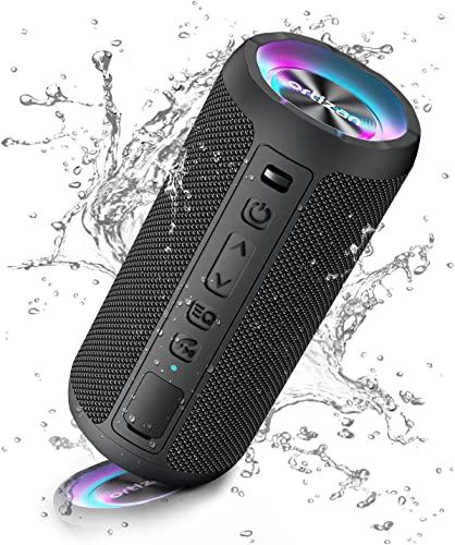 Ortizan Altavoz Bluetooth Potente Portatil X10P Negro con Luz LED de Color Hay Volumen Alto y Graves Potentes, Apoya Reproducción de Música 30H, Bluetooth 5.0 y IPX7 Impermeable
