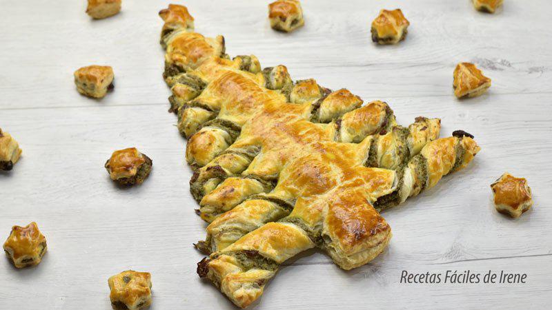 arbol de Navidad de hojaldre relleno y salado