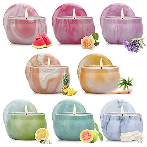 Velas Perfumadas Juego de 8 Piezas, Velas Aromaticas Decorativas, Cera de Soja Natural, Regalos Originales para Mujer, para Boda Baño Yoga Cumpleaños Navidad Día de San Valentín Regalos