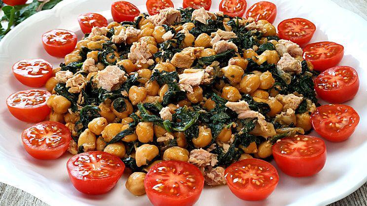 Ensalada tibia de espinacas