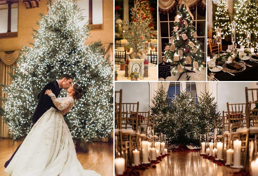 Decoración de boda con árbol de Navidad