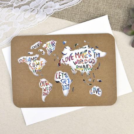 Invitación de boda de viajes con forma de pasaporte con mapa