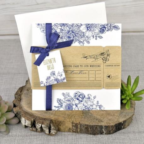 Invitación de boda elegante tarjeta de embarque