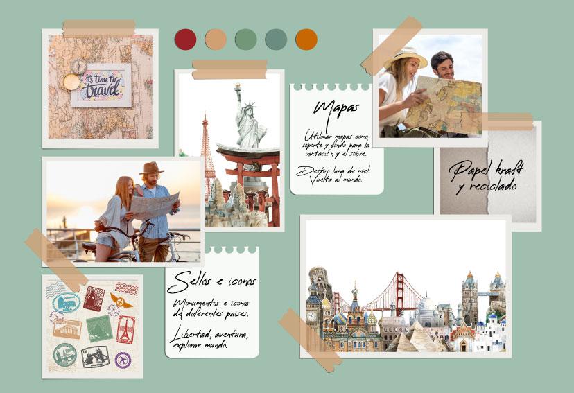 Diseño personalizado de invitaciones de boda de viajes