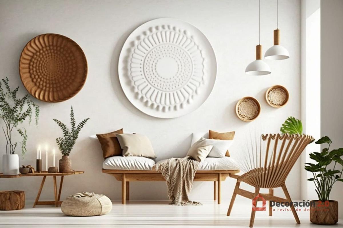 Decoración de un salón con muebles madera blanco estilo escandinavo 7