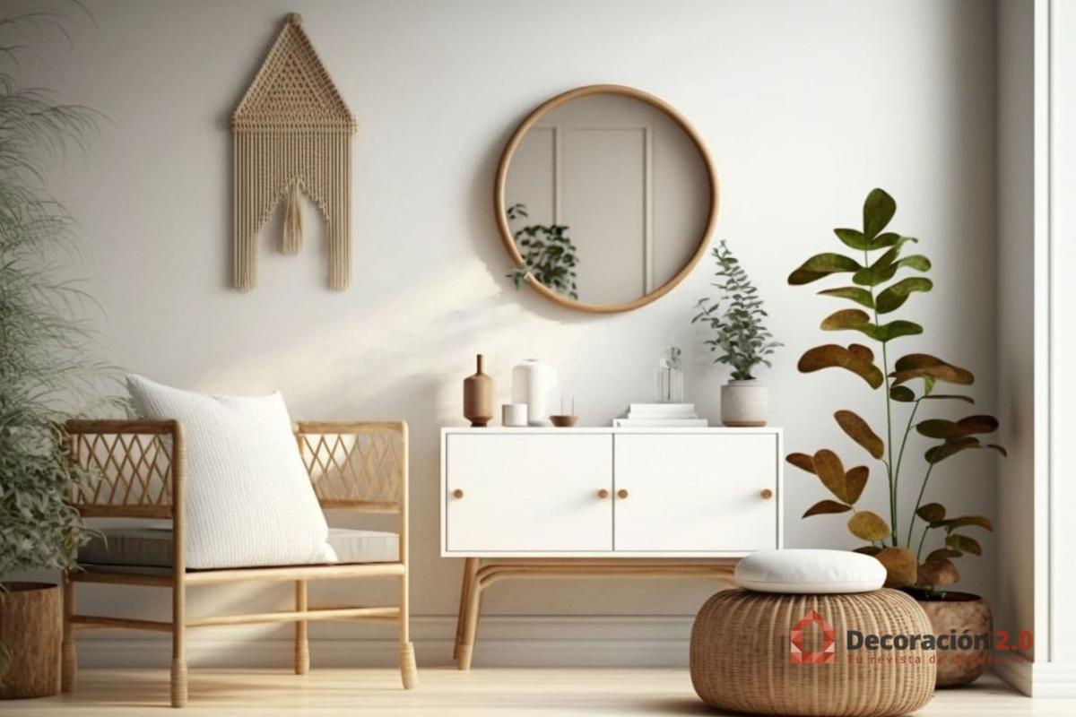 Decoración de un salón con muebles madera blanco estilo escandinavo 8