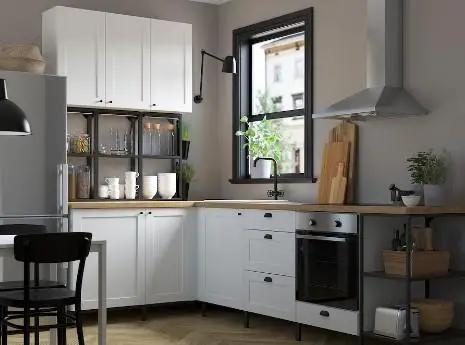 cocina nordica blanca y madera 