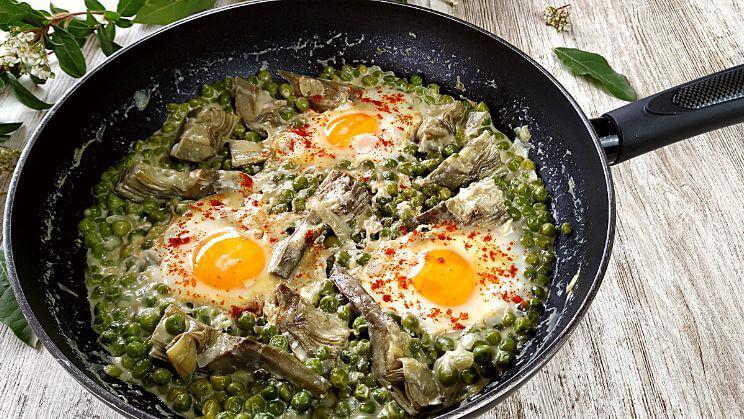 Guisantes a la crema con alcachofas