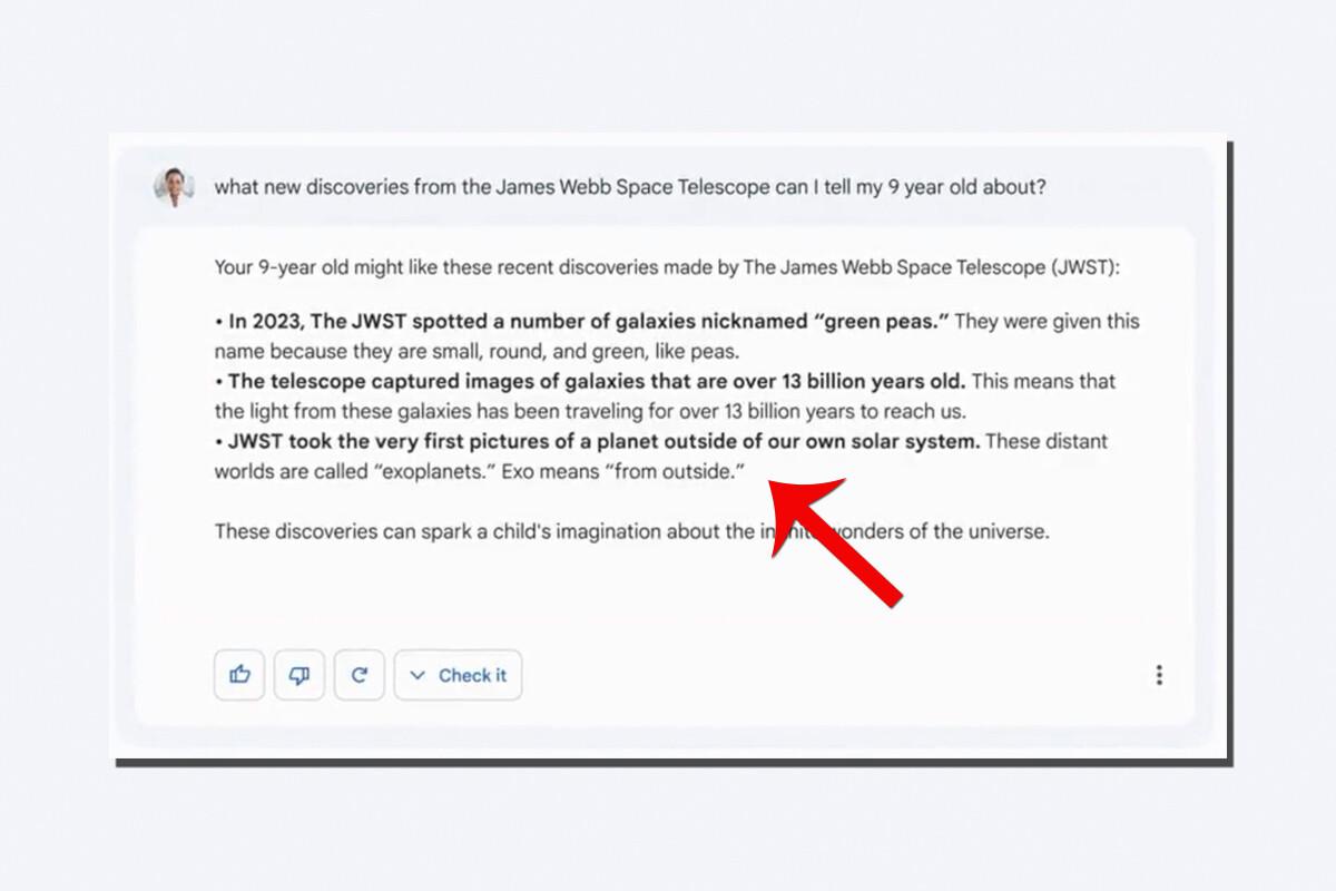 Bard comete un error en su presentación