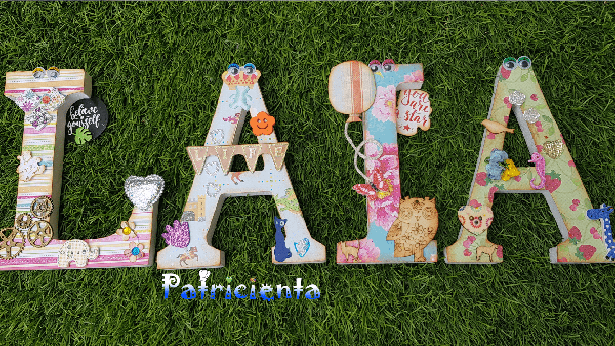 Nombre LAIA para habitación infantil. Scrabooking