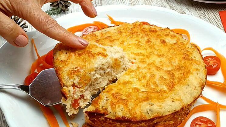 Tarta flan de alubias y atún