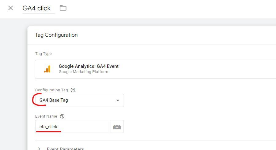 nombre de evento personalizado etiqueta ga4