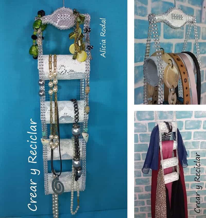 En este tutorial vamos a hacer un organizador vertical con rollos de cartón, telas y otros materiales reciclados. Vamos a darle a este organizador un estilo glamour, con mucho brillo.