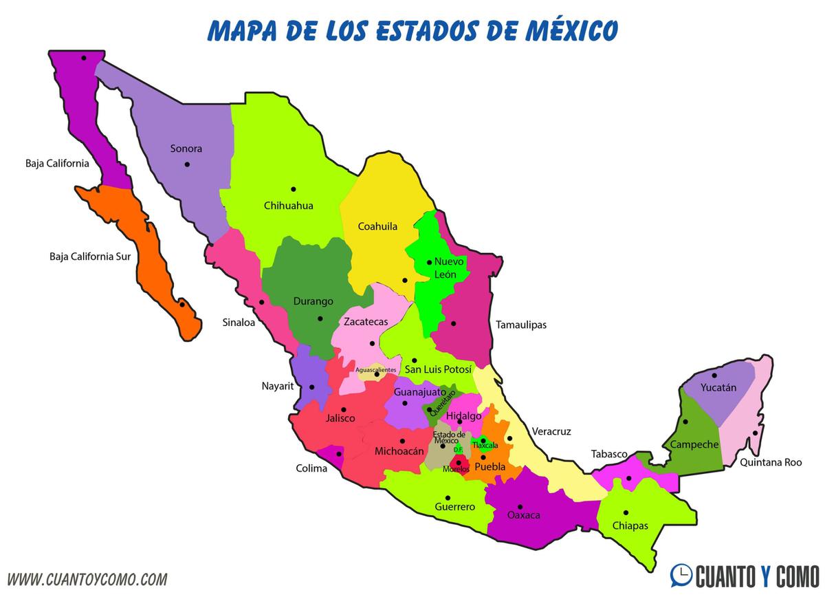 Mapa de los estados de México