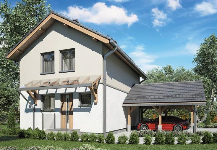 fachada de casa tradicional de dos pisos y con garaje