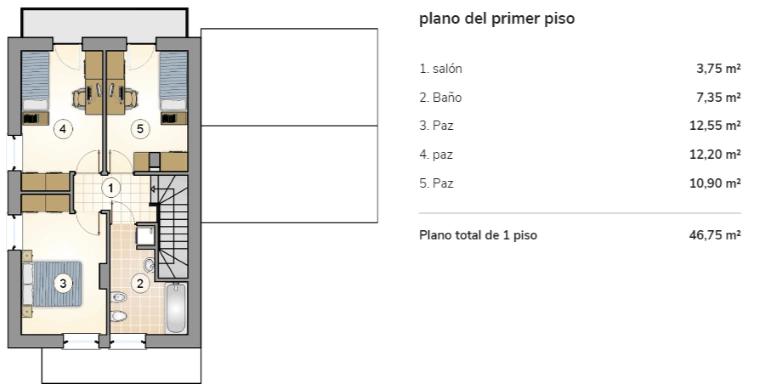 plano con medidas de la planta superior