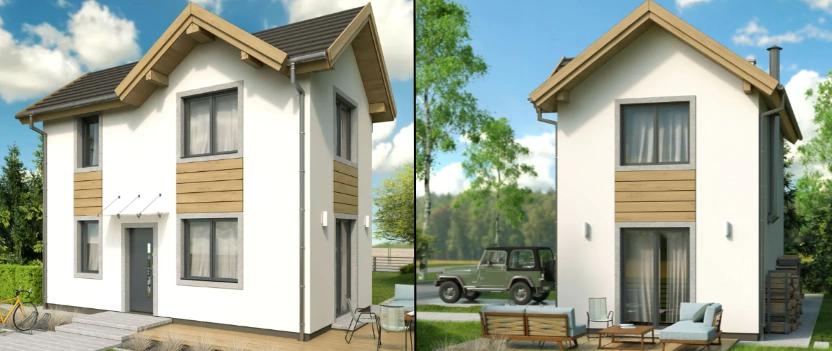 fachada de una casa sencilla de dos pisos