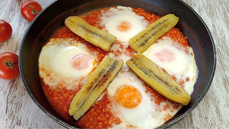 Arroz a la cubana en 1 sartén