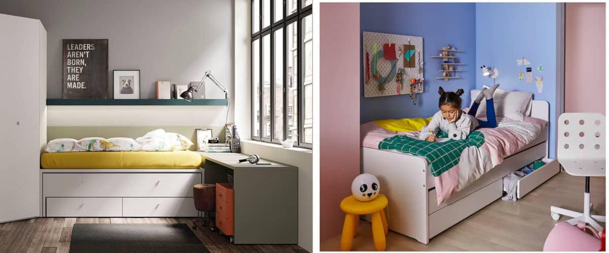 Cama nido con cajones en dormitorio infantil