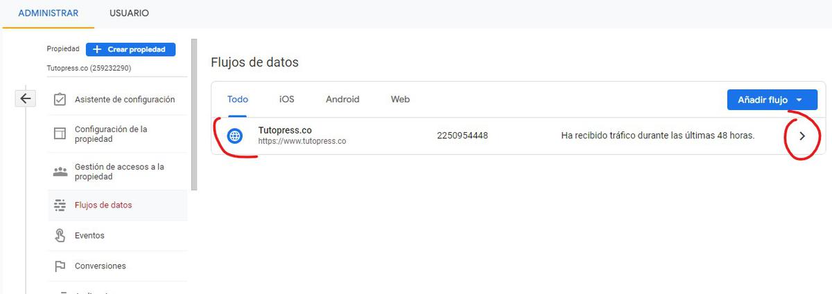 editar flujo de datos en ga4