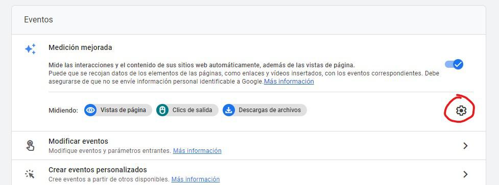 configurar medición mejorada en google analytics 4 para medir las búsquedas del sitio web
