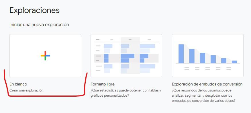 crear un reporte de exploración en blanco