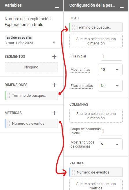 configuración del reporte de exploracion