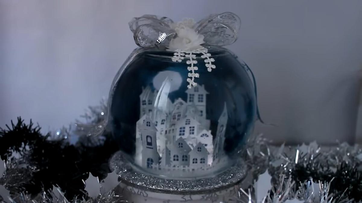 esfera navidad vidrio moño lazo navidad