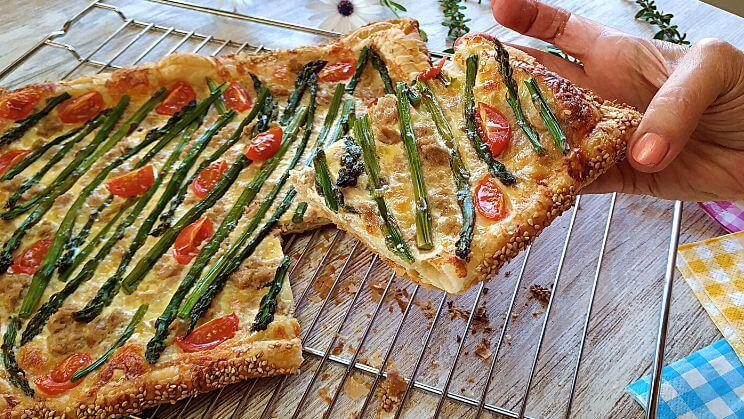 Tarta de espárragos verdes